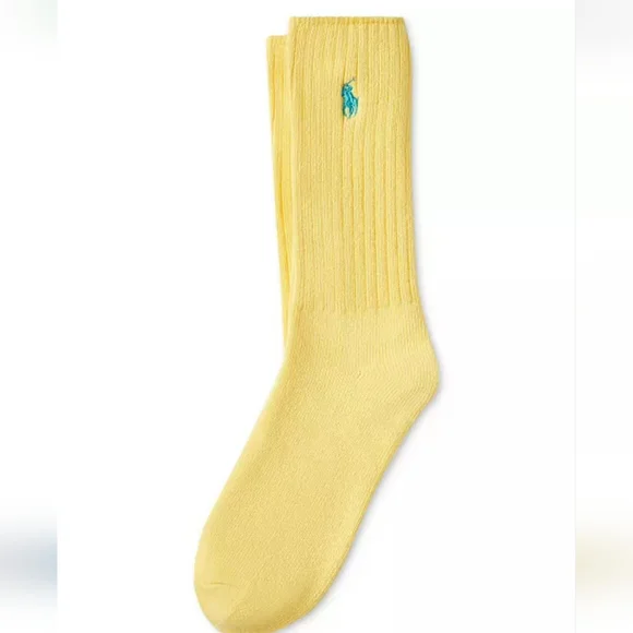 NWT Men's Ralph Lauren Polo Yellow Casual Socks with Signature Pony - Picture 4 of 10